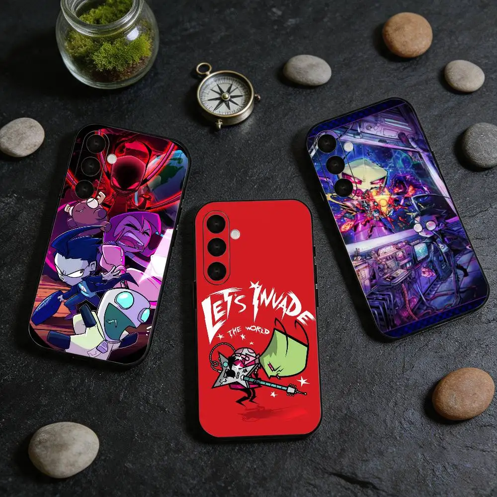 I-Invader Z-Zim Cartoon   Black Soft Case for Samsung Galaxy A73 72 71 70 53 52 A1 Others Cover