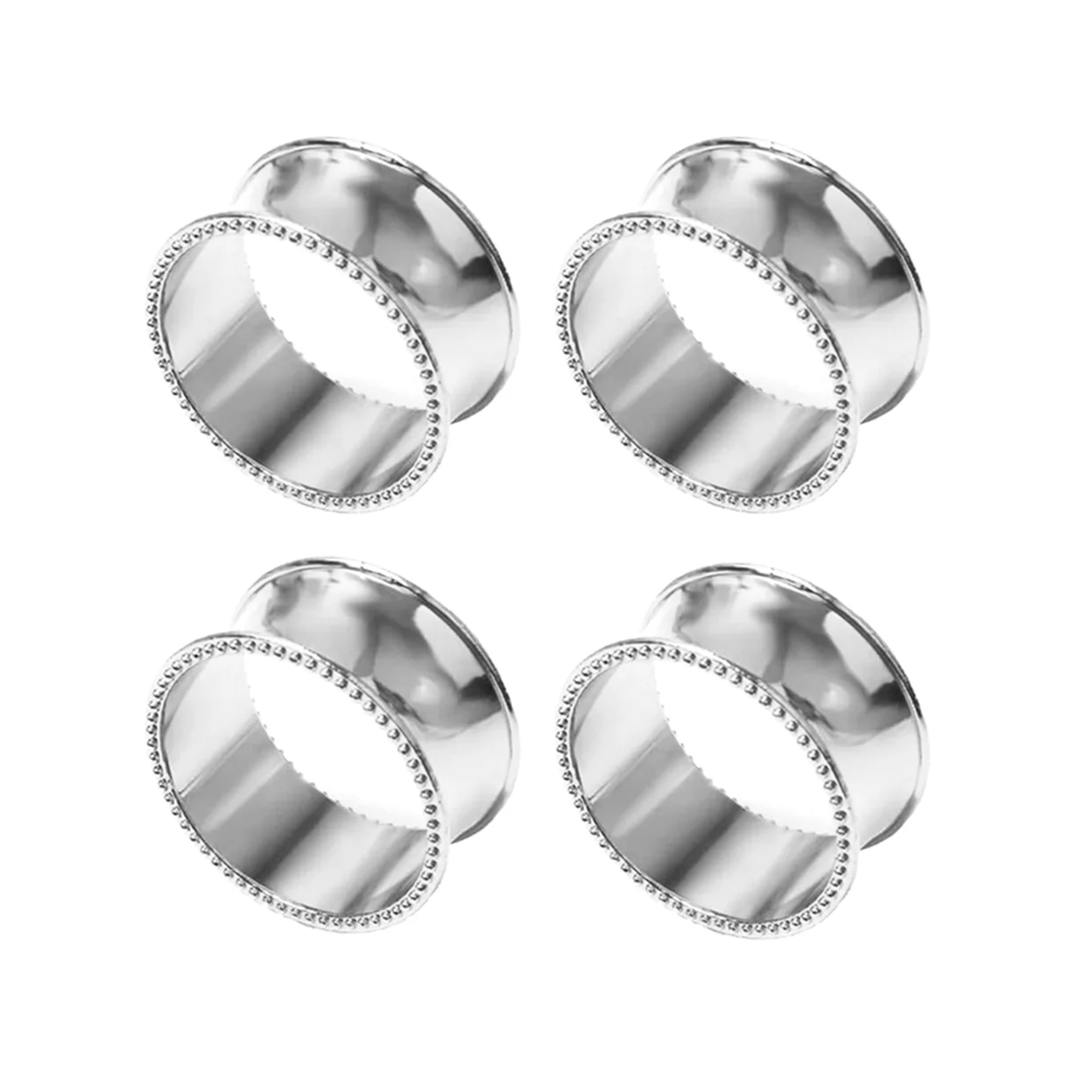 4PCS Napkin Rings, Napkin Holder Ring, Hammered Design Serviettes Buckle for Wedding,Silver