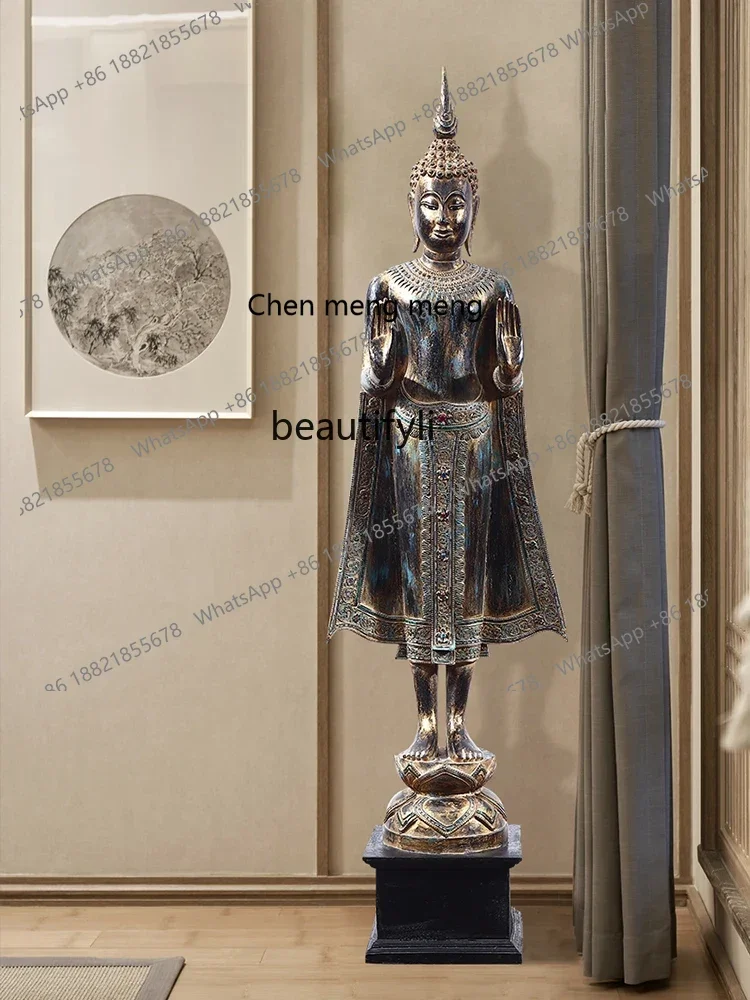 

ss7304 Southeast Asian Solid Wood Welcome Station Buddha Landing Big Decorations Thai Massage Club Handmade Decorations