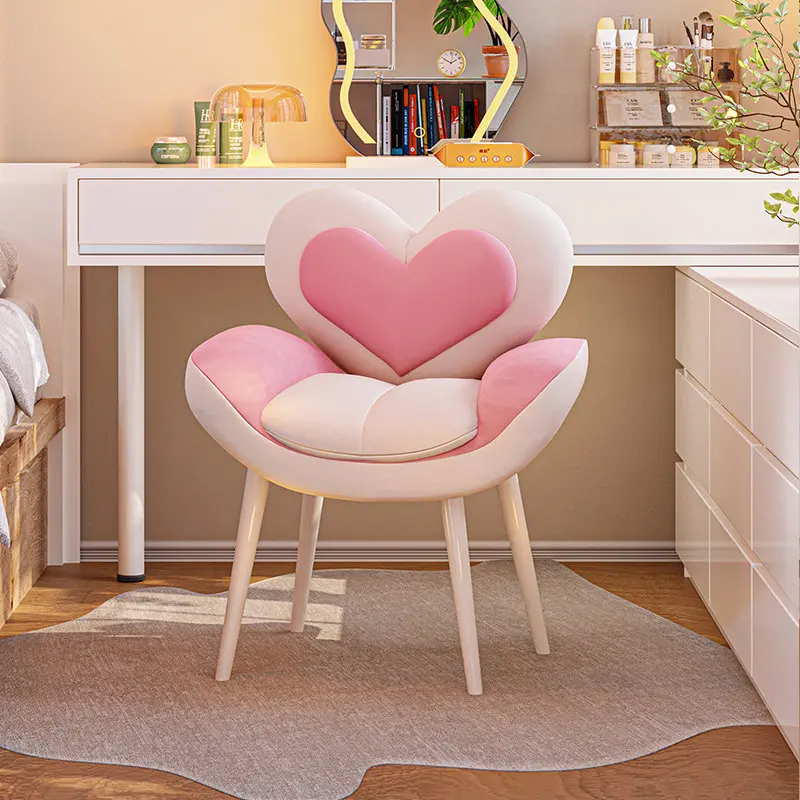 Cute Pink Vanity Stool Wooden Makeup Beige Bedroom Vanity Stool White Beauty Sillas Tocador Maquillaje Luxury Room Furniture