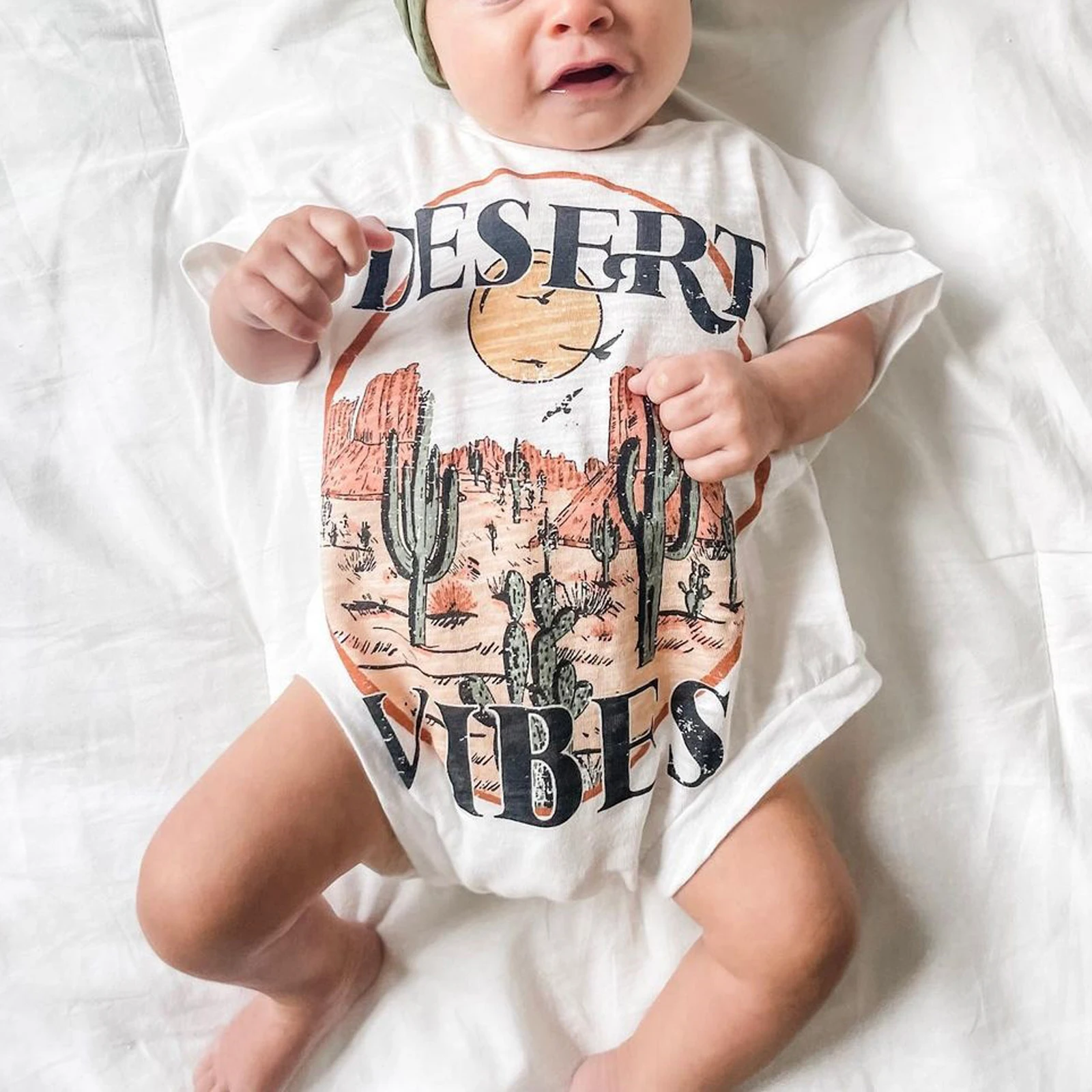 Cute Baby Boy Girl Summer Clothes Bubble Oversized Romper Short Sleeve Graphic Bodysuits Boho Outfit Baby Casual Rompers