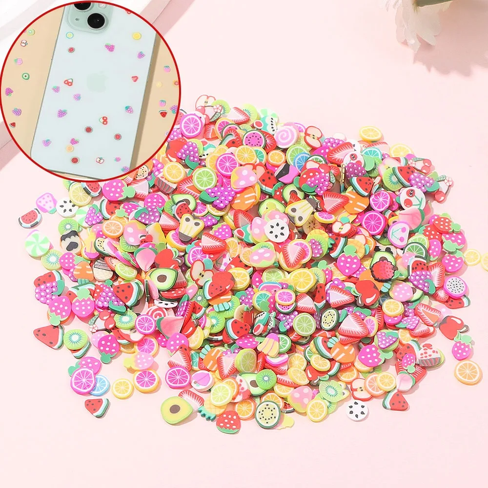 1000pcs Multi-color Soft Ceramic Flat Fruit Slice Beads, Used for DIY Phone Case Hair Clip Decoration Accessories