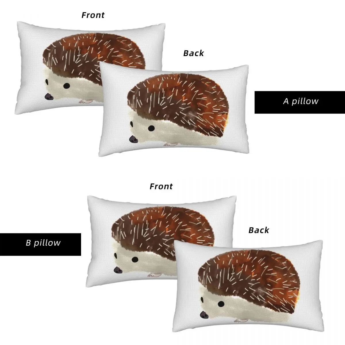 Cute Watercolor Hedgehogs Rectangle Linen Pillowcase Cushion Cover Polyester Decor Bedroom Home Comfort Throw Pillow