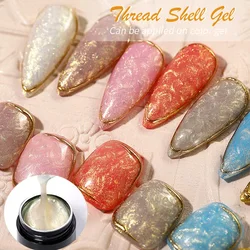 LILYCUTE Thread Shell Nail Gel Polish 7ML Pearl Shell Semi-Permanent UV Gel Base Top Coat Popular In Autumn And Winter