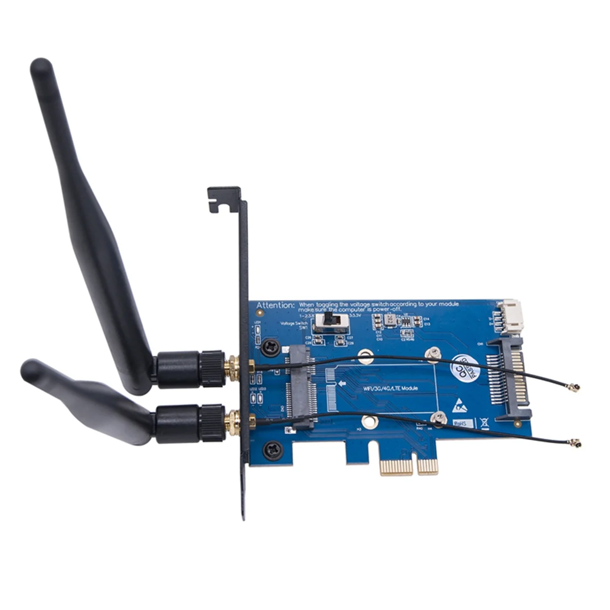 WiFi Module Mini PCI-E Express to PCI-E 1x Adapter Card 3g/4g to PCI-E Development Board 2 Antennas