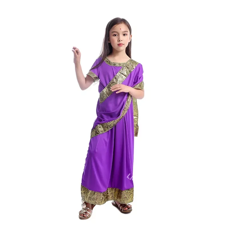 Indian Saree Party India Sari Bollywood Dress Girls Traditional Indian Kids Clothes for Children Cosplay Costumes