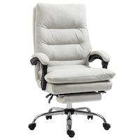 Massage Office Chair Recliner with Footrest 135 Tilt Lumbar Heat Height Adjust 120kg Weight Capacity Cream White Faux Leather