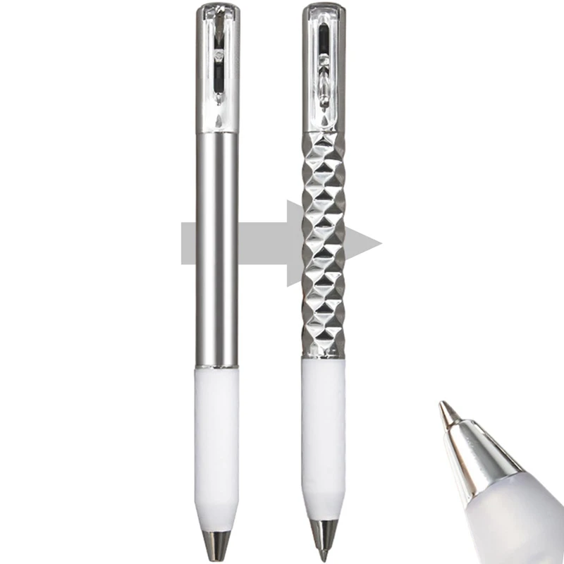 Geometric Metal Crinkle Pen Fidget, Stress Relief Metal Shape Shifting Switchpen, 0.5Mm Retractable Gel Pen