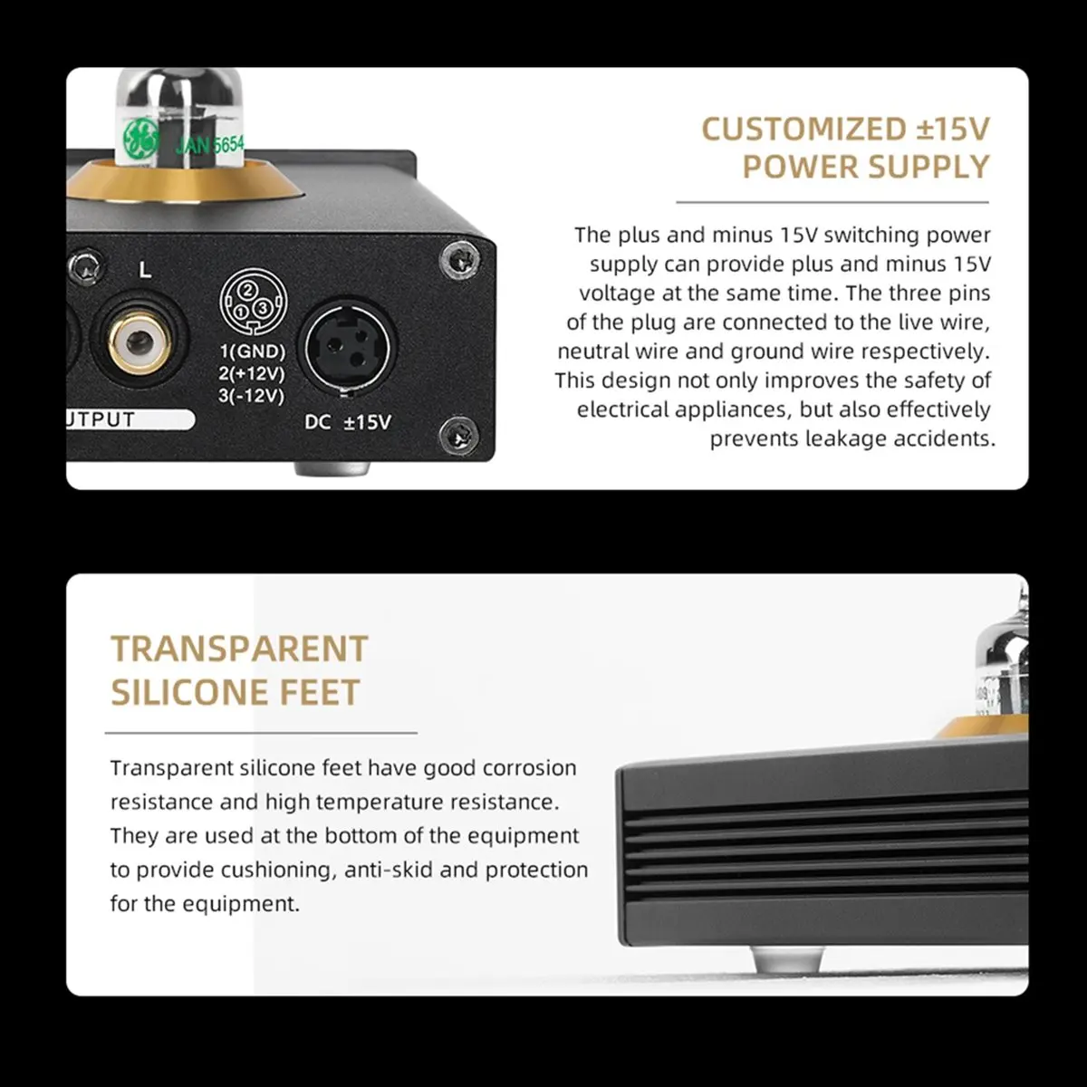 A59E HiFi Tube Audio Amplifier JAN5654 Vacuum Tube Buffer Treble Adjustment Audio Tube Preamp Stereo Receiver EU Plug