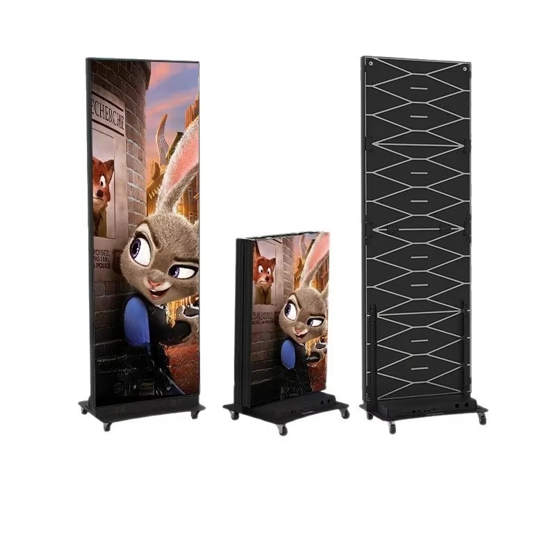 Shopping Mall Store Led Poster Display Indoor Outdoor Promotional Electronic Advertising Screen Movable Vertical Floor-mounted
