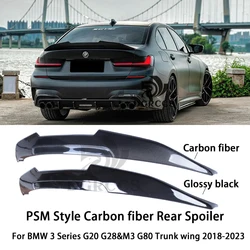 Per BMW serie 3 G20 G28 e M3 G80 PSM Style Spoiler posteriore in fibra di carbonio ala tronco 2018-2023 fibra di carbonio nero lucido