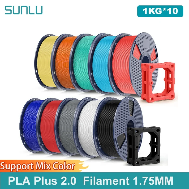 

SUNLU 10 кг PLA + 2,0, прочная нить для 3D-принтера и более прочная нить PLA Plus, 1000 г/рулон, 1,75 мм, 3D-нить, подходит для FDM 3D-печати