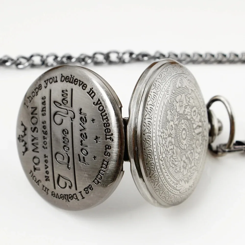 إلى ابني الأزياء قلادة كوارتز ساعة الجيب Steampunk قلادة سلسلة مجوهرات هدية على مدار الساعة للرجال