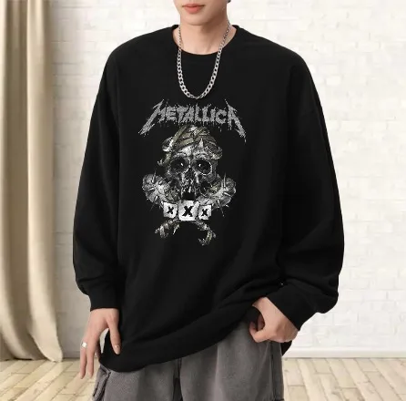 

T shirt for men autumn essentials High quality jerseys Long sleeves Graphic tee Skull Gothic Couple Printed tshirt Y2k