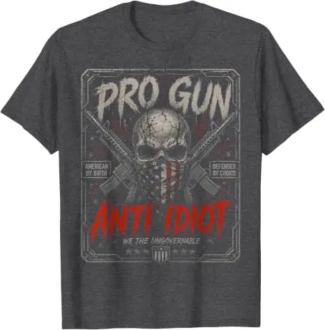 2nd Amendment Pro-Gun Anti-Idiot-Shirt Vintage USA Flag T-Shirt Y2K Herrenmode Veteranen Patriotisches Grafik-Spruch-T-Shirt Neuheit – Detail 11