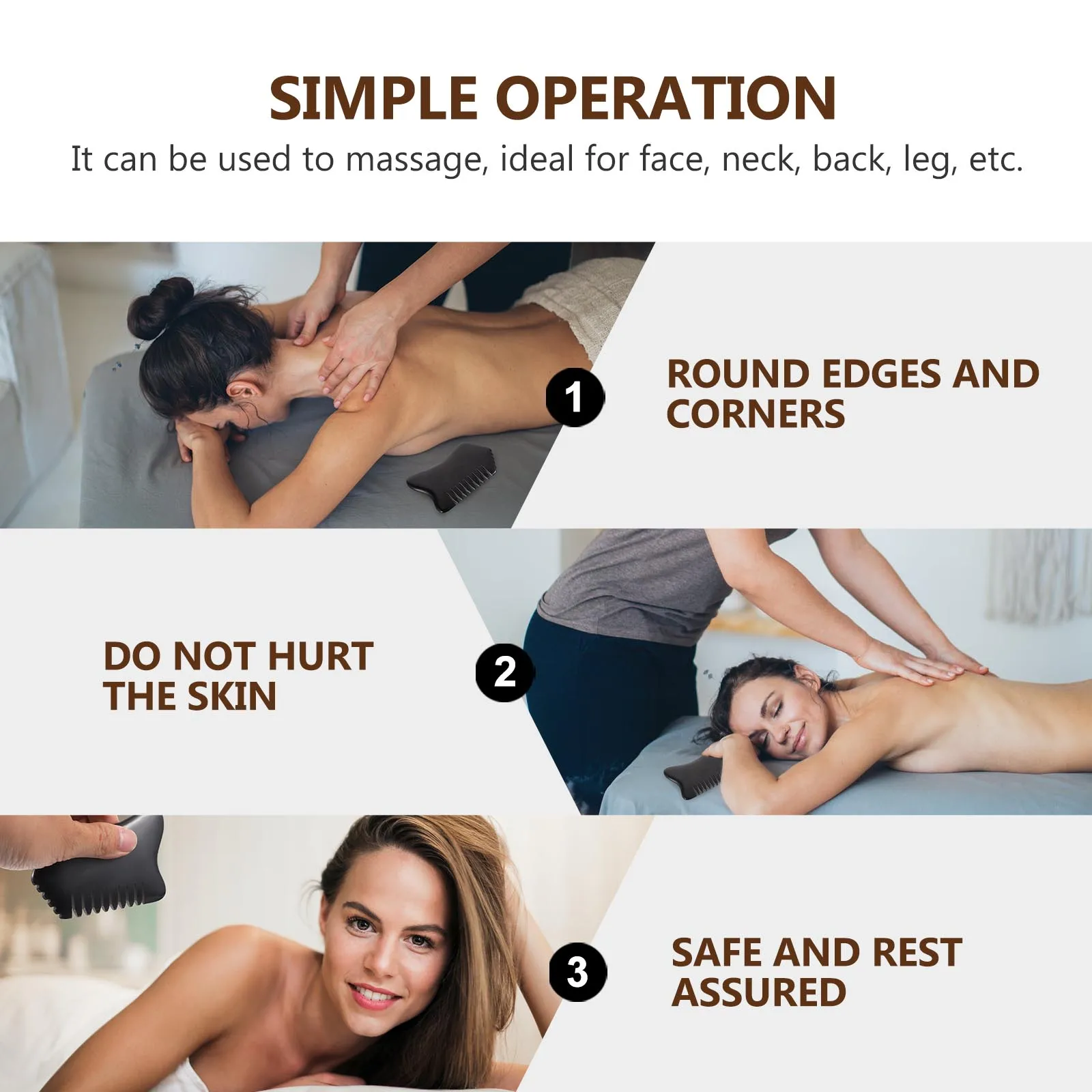 

Scraping Massage Comb Premium Stone Ergonomic Head Scalp Face Neck Back Leg Massager Body Guasha Tool Smooth Edges Durable