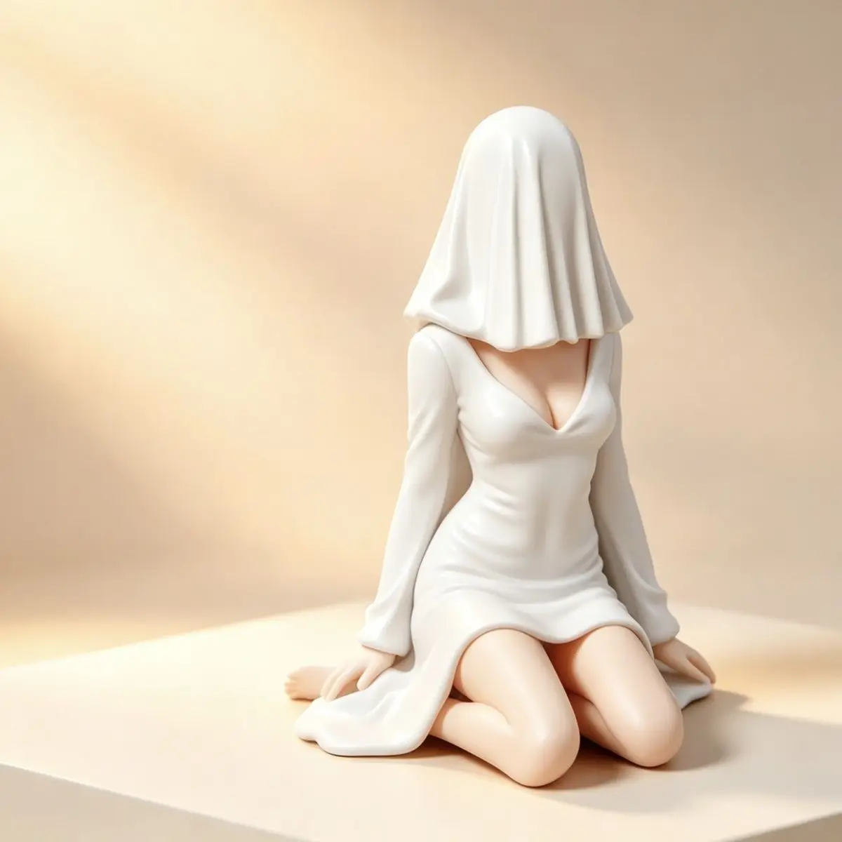 Gotische Weiße Robe Königin Sitzende Statue, Sexy 3D Mysteriöse Figur Skulptur Desktop Bücherregal Deko Ornament Geschenk