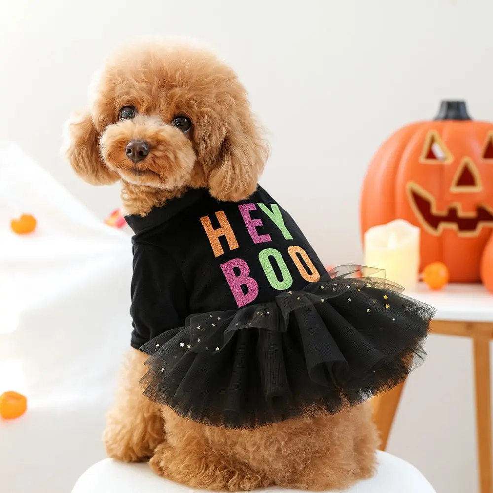 

Fashion Two Legged Dog Halloween Dress Comfortable Soft Dog Lace Skirt Black Dog Pullover For Small Dogs Cats