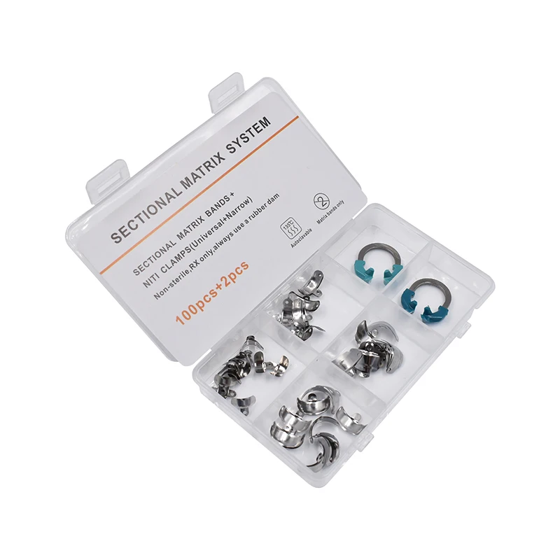 

Dental Sectional Contoured Matrix System Matrix Bands Dental Metal Matrices + NITI Clamping Ring Dentist Tools