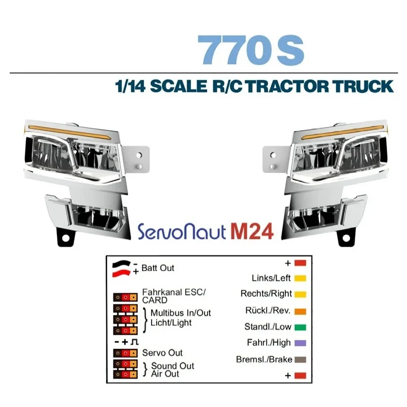 770S LED 5V Headlight Lighting System Lamp for 1/14 Tamiya RC Truck SCANIA Scania 770S 8X4 56368 56371 Nooxion MFC-03 M24 Car