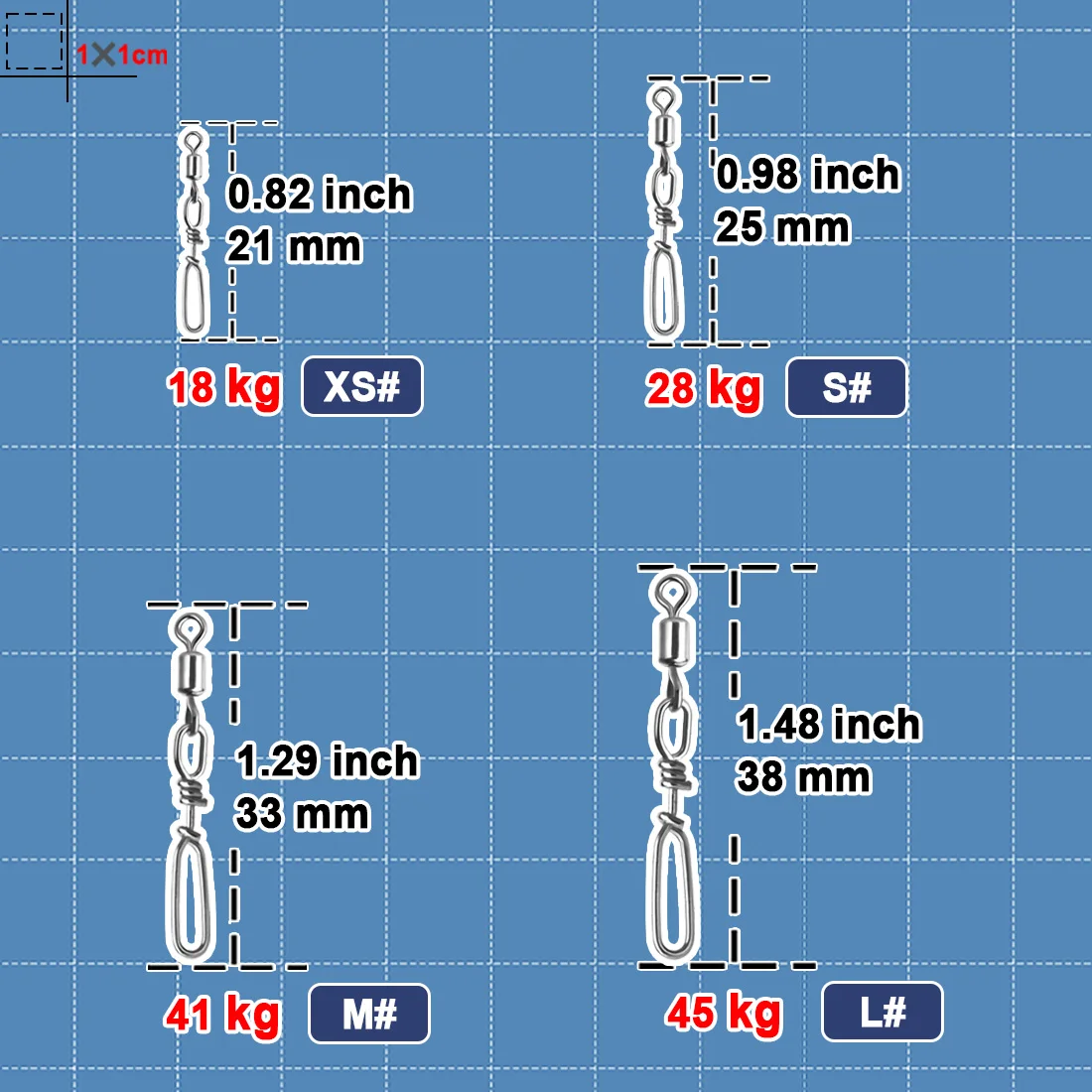 9KM 25~100Pcs Fishing Swivels Snap Fishing Barrel Rolling Swivels High Strength Clip Lure Connector Stainless