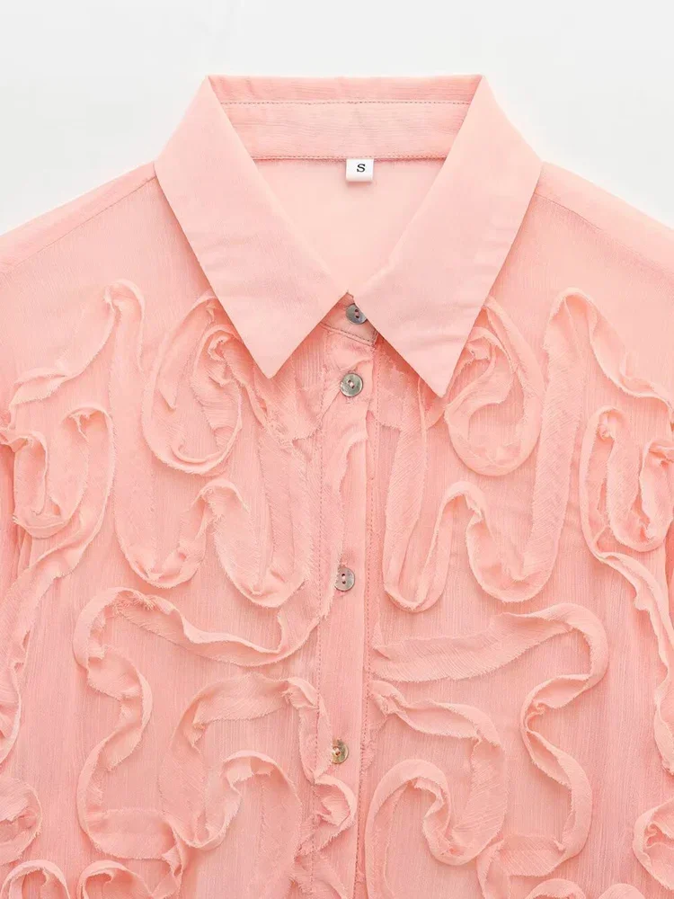 

2025 Fashion Chiffon Blouse Women Elegant Ruffle Street Top Summer Thin Cascading Shirts
