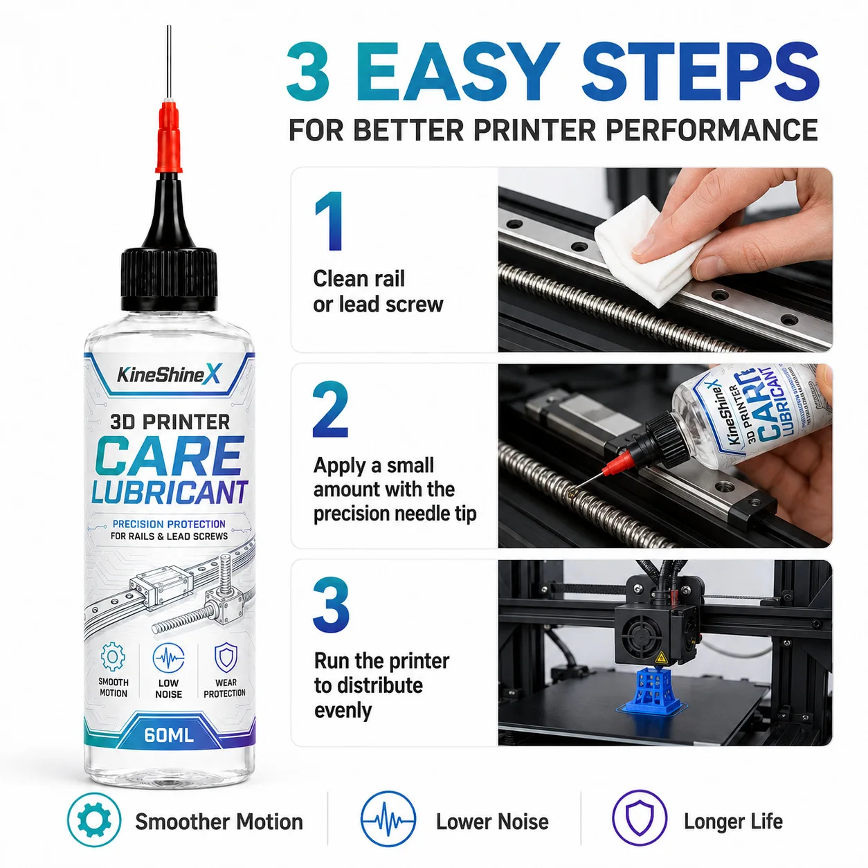 3D Printer Lubricant 60ml – Precision Protection for Rails & Lead Screws, Smooth Motion, Low Noise