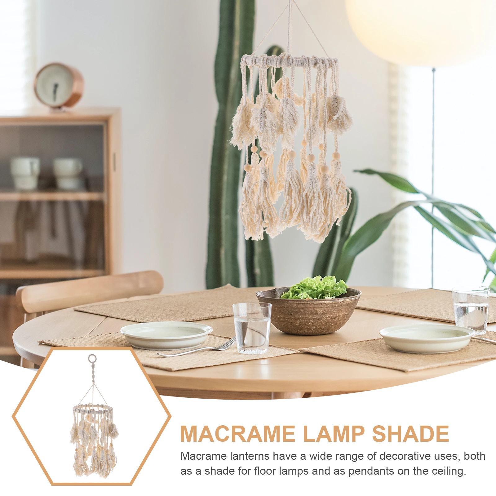 

Macrame Lamp Shade Bohemian Woven Cotton Rope Hanging Light Cover For Ceiling Pendant Floor Lamp Indoor Lighting