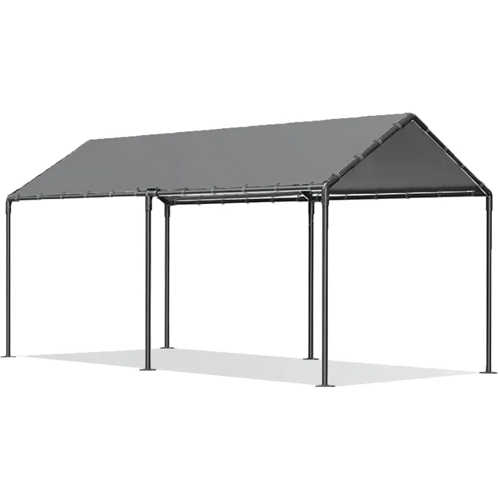 

10x20 Heavy Duty, Metal Carport Waterproof Carports Garage Tent with 6 Steel Stakes Outdoor for Car Tuck Boat SUV Party