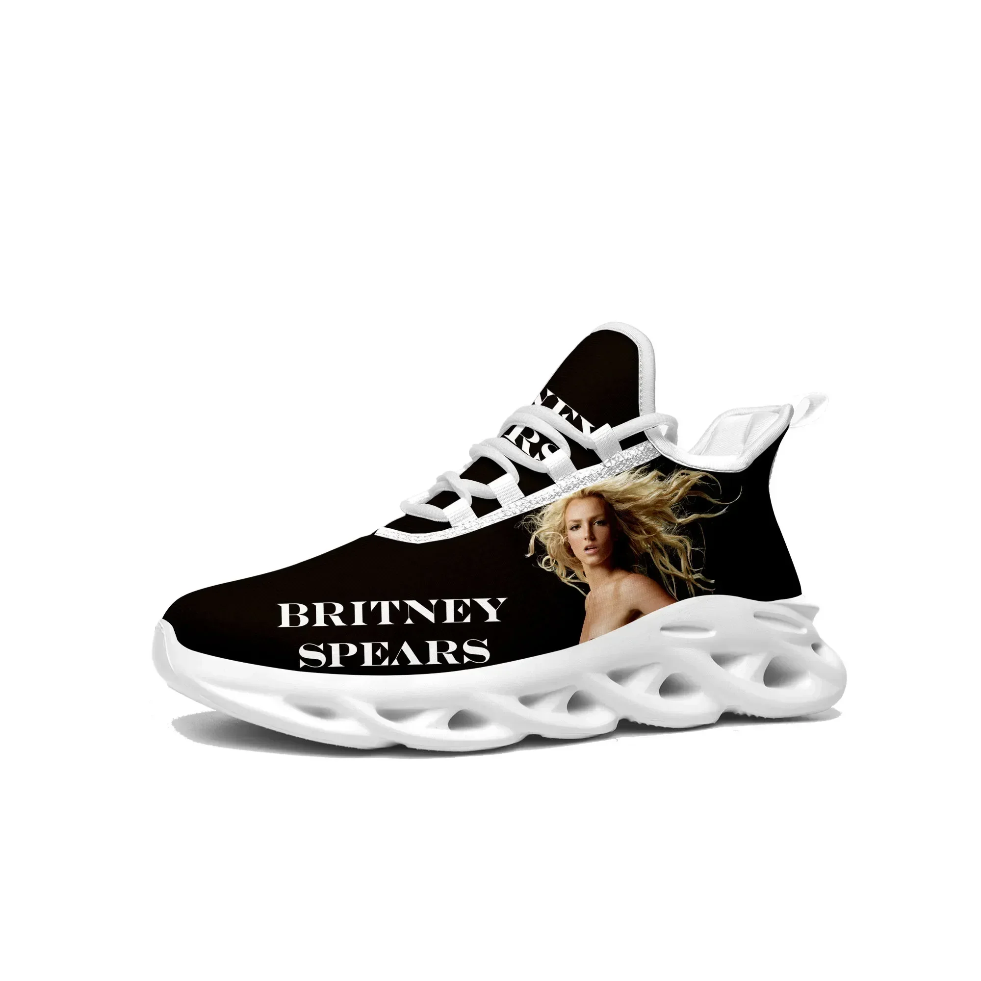 

Кроссовки Britney Spears Flats, мужские и женские спортивные кроссовки для бега, сетчатая обувь на шнуровке, обувь на заказ, белые