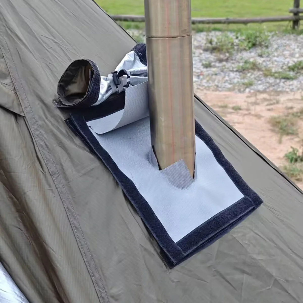 

Уличная палатка для кемпинга, дымоход, противоожоговый лист, двухслойная огнестойкая ткань, подходит для кемпинга, огнестойкая печь «сделай сам»