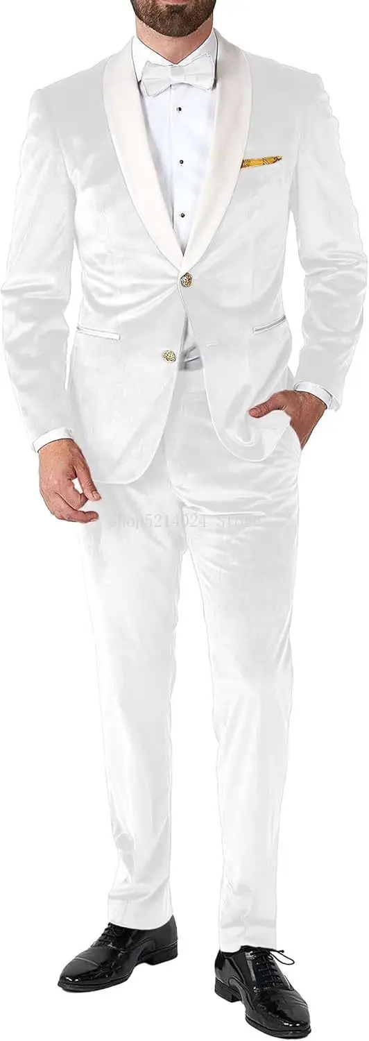 

Мужской бархатный костюм-двойка Slim Fit с шалевым воротником: пиджак и брюки для мужчин, модный костюм для свадьбы и выпускного вечера