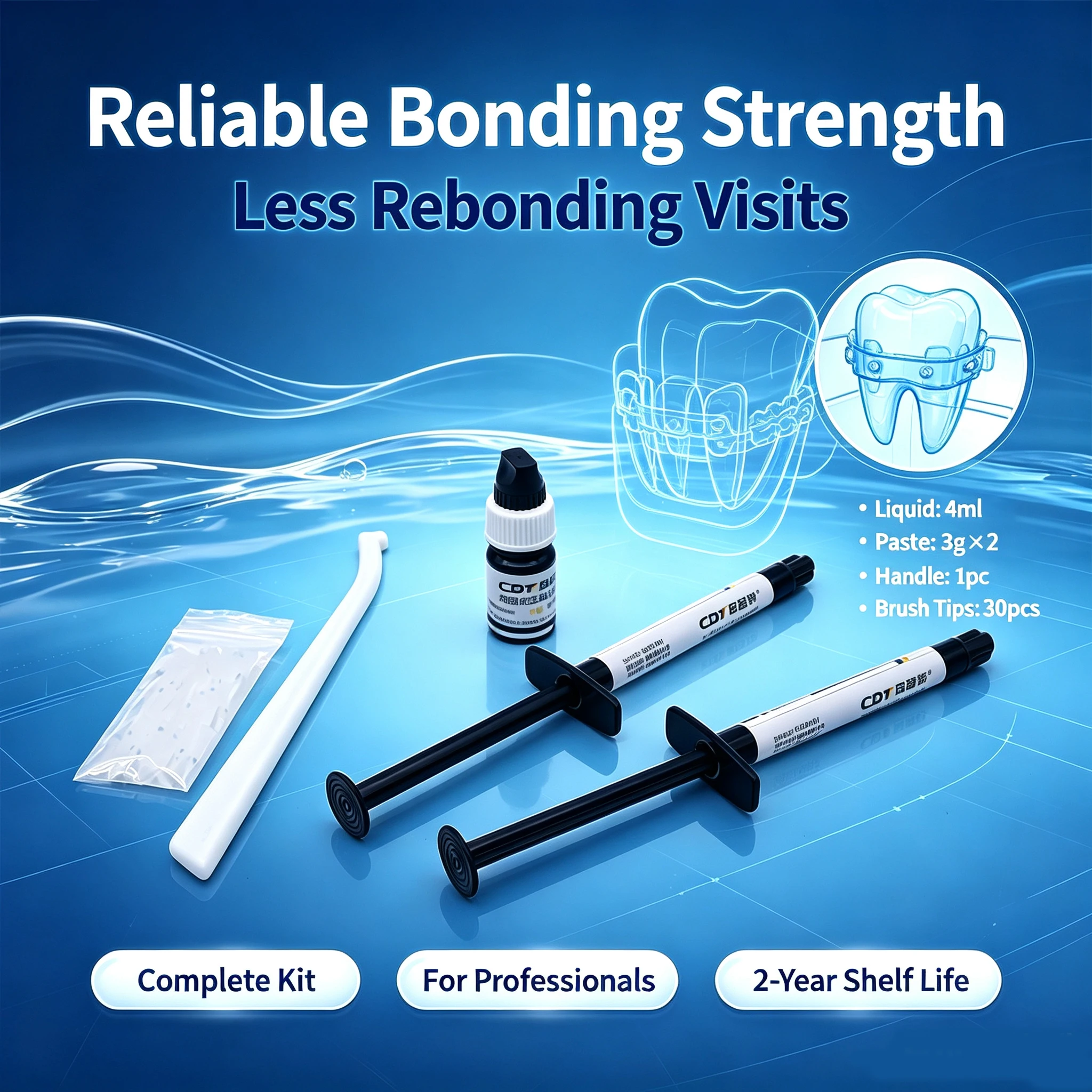 Light Cure Orthodontic Adhesive II Type Ortho Bracket Bonding Resin for Metal & Ceramic Brackets Dental Orthodontic Binder Kit view 2