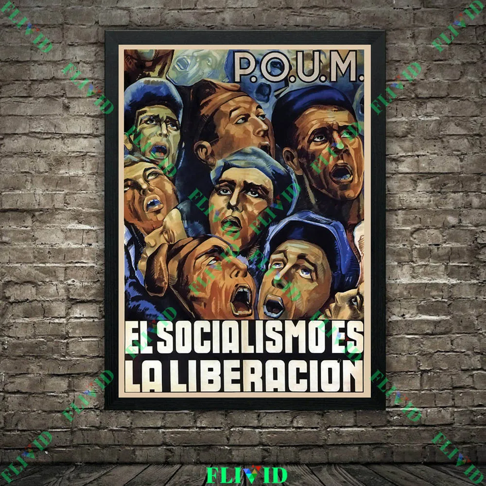 The International Are Fighting Next To The Spanish People Antique Wall Art Canvas Painting,Spanish Civil War Art Poster Print