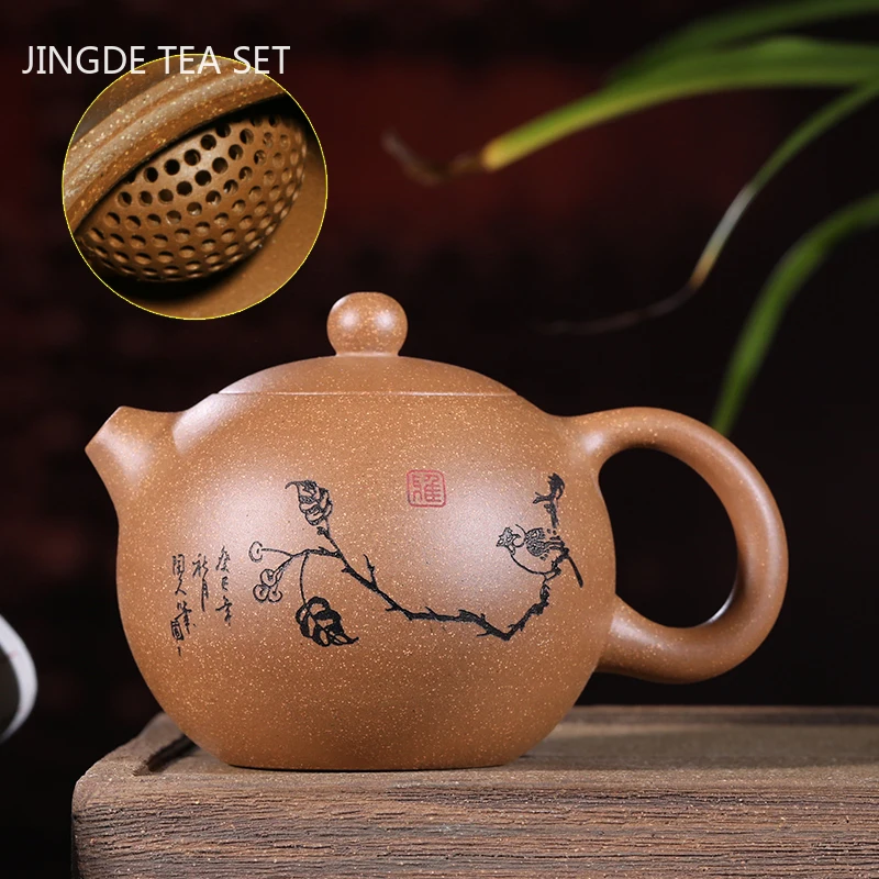 

Authentic Yixing Purple Clay Teapot Handmade Ball Hole Filter Xishi Tea Pot Raw Ore Section Mud Beauty Kettle Chinese Tea Set