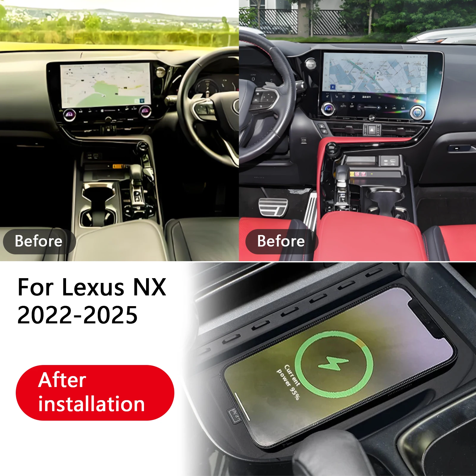 2 DIN The Latest For Lexus NX 2022-2025 Car center console phone charger fast wireless charger charging plate charging holder