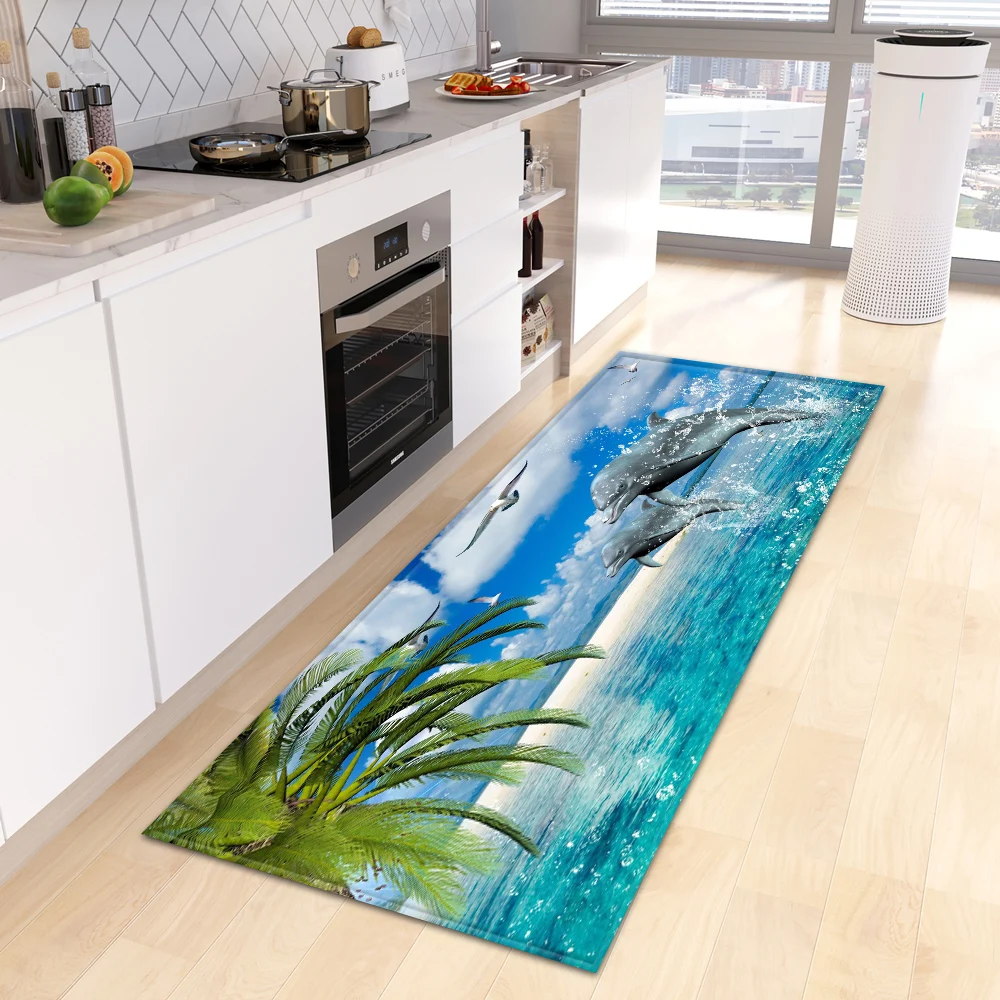 Underwater World Kitchen Rug Entrance Doormat Bath Hallway Anti-Slip Foot Mat Custom Bedroom Living Room Floor Decor Home Carpet