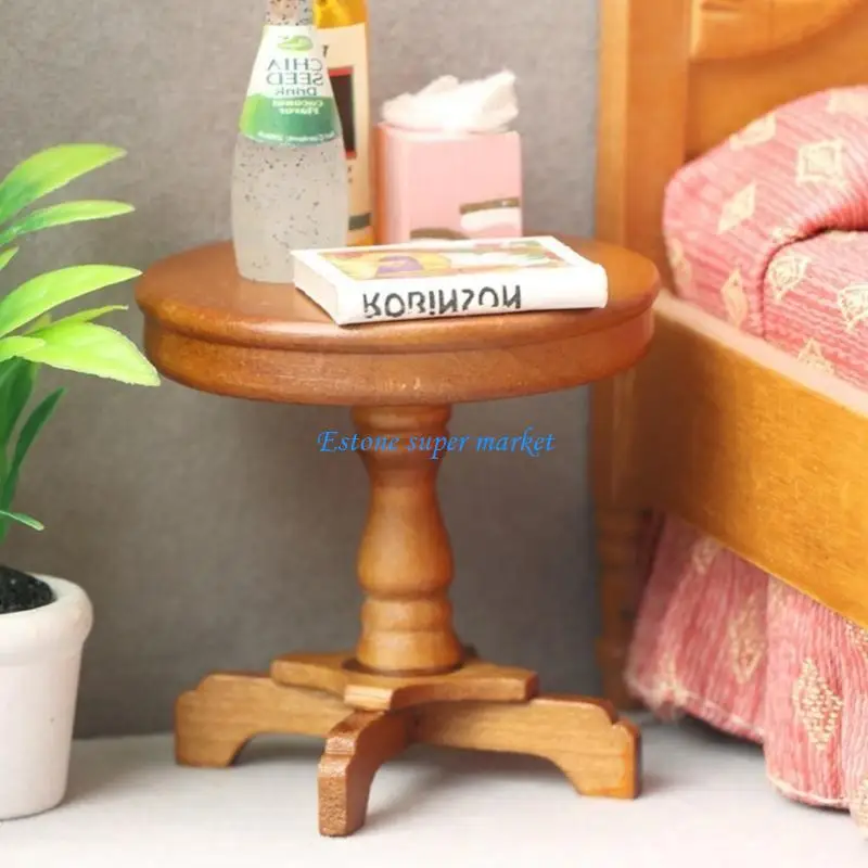 090B 1:12 Dollhouses Miniature Furniture Round Side Table Dollhouses Decors Accessory