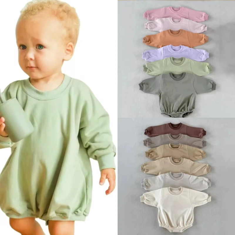 

Нейтральный детский весенне-осенний свободный боди с длинными рукавами для новорожденных, милый однотонный треугольный комбинезон для мальчиков и девочек, удобный комбинезон