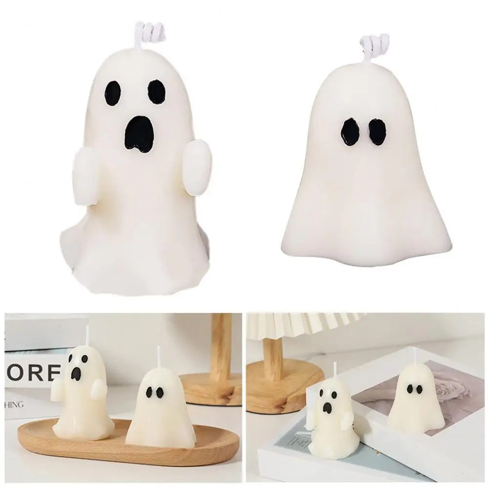Velas con forma de fantasma, elegantes velas de fantasma, Blanco escalofriante, decoración de fiesta de Halloween, mesa perfumada para Halloween