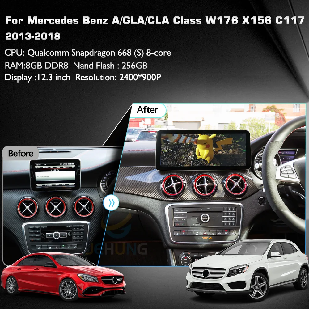 2400*900P 12.3” Android13 For Mercedes Benz A/GLA/CLA Class W176 X156 C117 Car Multimedia Player CarPlay GPS Radio 5G Navigation