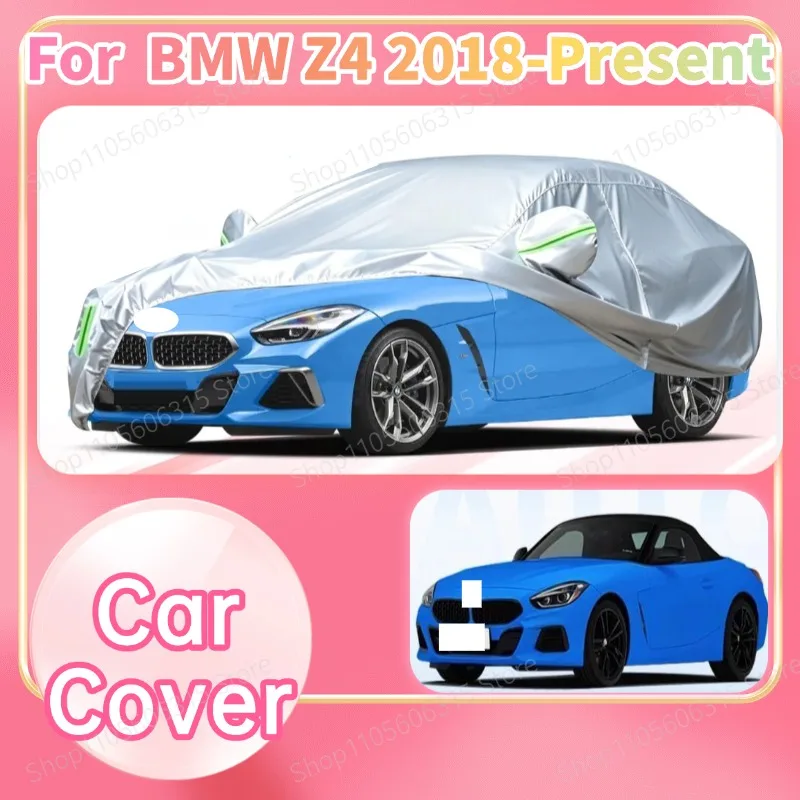 For BMW Z4 2018-Present Custom Fit Full Car Cover Silver Coated Fabric Side Zipper Access UV Sun Dust Protection3