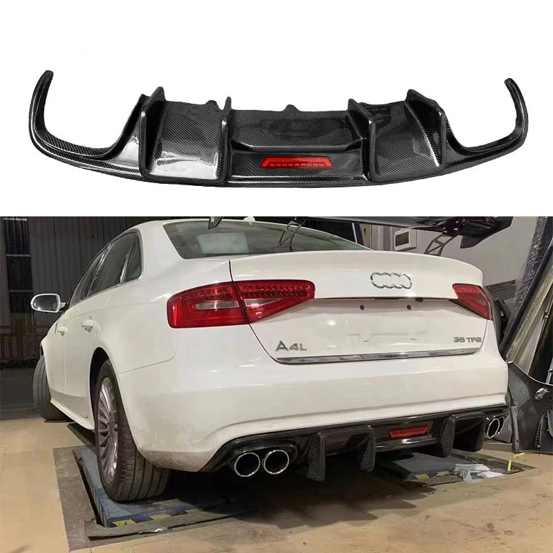 High-end Custom Body Kit For Old-to-New ConversionA4 B8.5 K Style Carbon Fiber Rear Diffuser With Light Rear Bumper Lip For A4