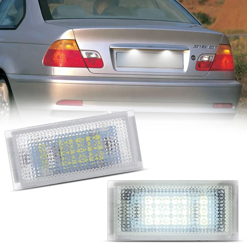 2Pcs For BMW 3 Series E46 2-Door Coupe M3 1998-2003 White LED Number License Plate Light