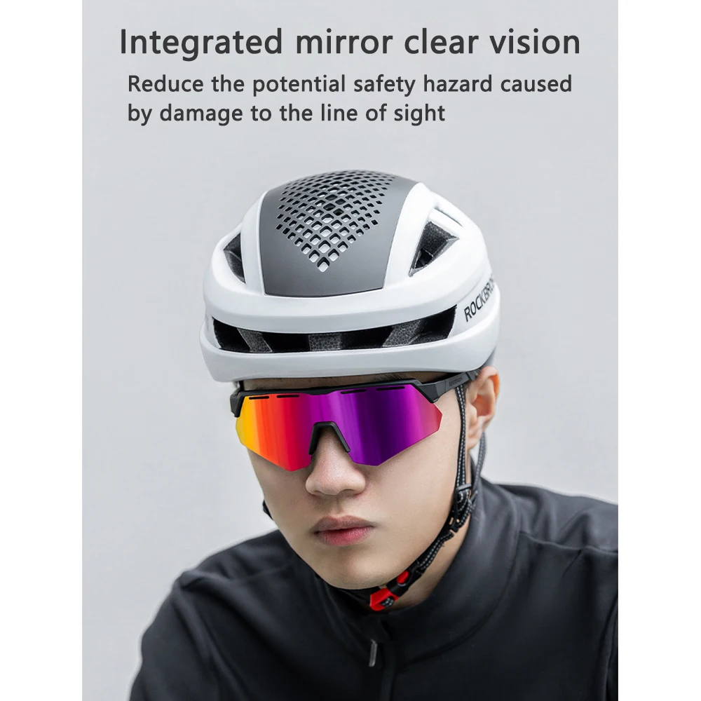 ROCKBROS Polarisierte Fahrradbrille UV400-Schutz Sportbrille mit Wechselgläsern für Laufen, Pickleball, Baseball – Detail 9