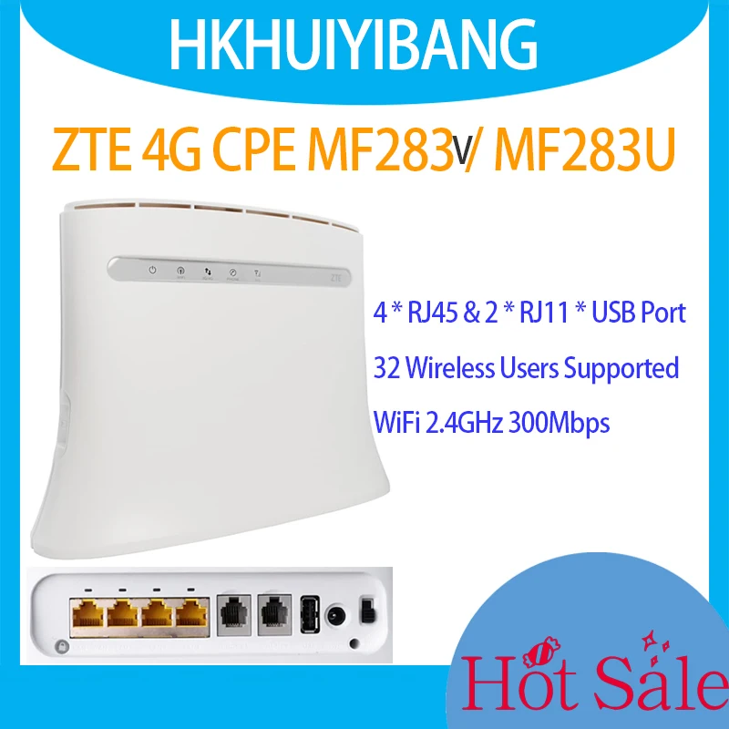 

ZTE 4G Indoor CPE Router MF283V MF283U 2.4GHz 300Mbps WiFi Modem Sim Card VoIP Gigabit Ethernet Tel Port 4G LTE Wireless Gateway