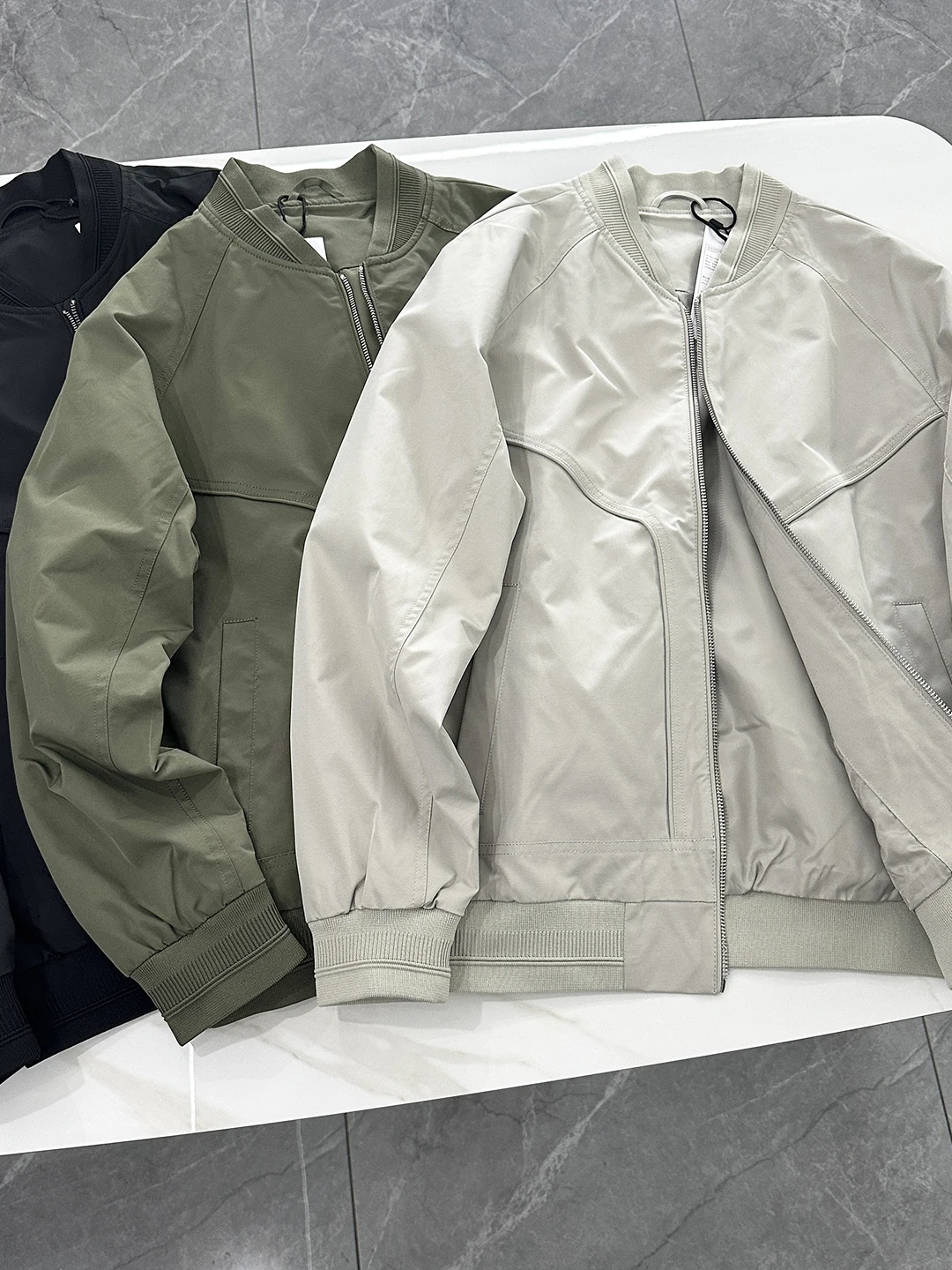 

Casual Versatile Men's Busin Jaet Autumn New Sle Stand Fit Polyester Fiber Long Sve Zipper Closure Baseball Collar