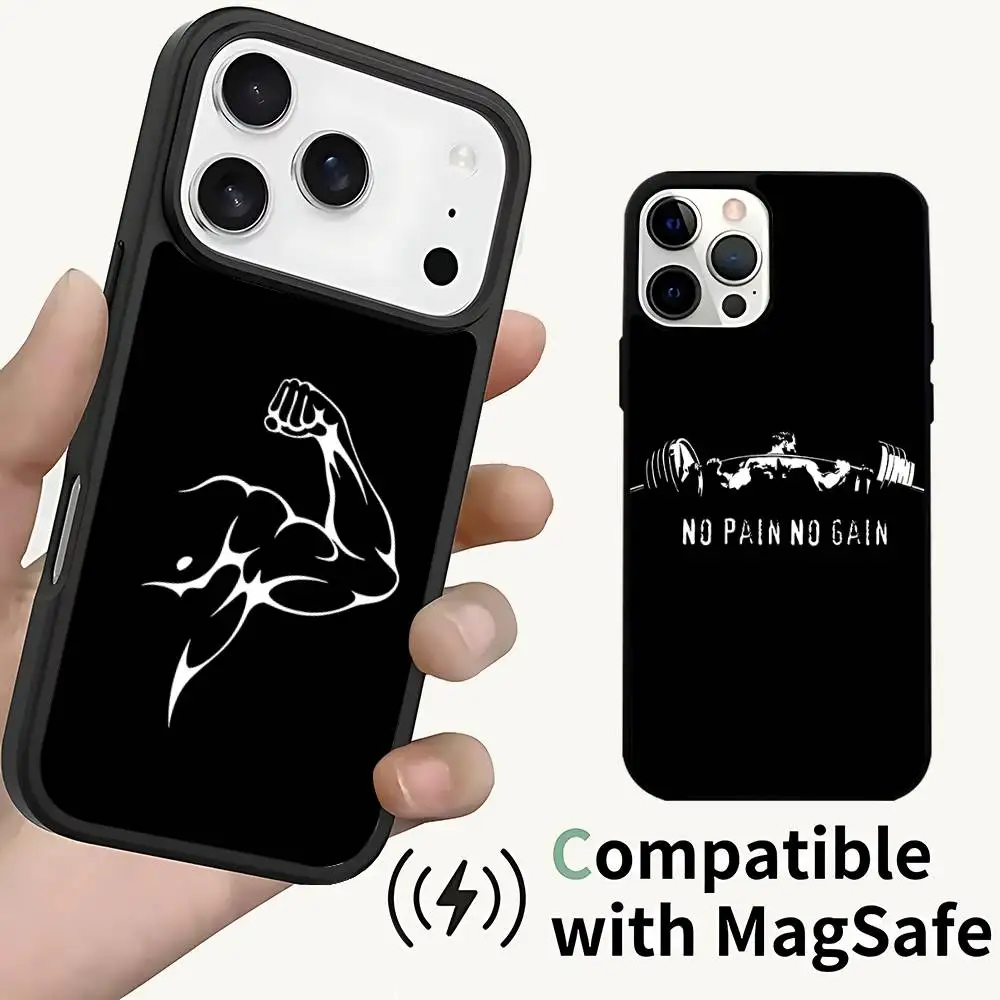 

Gym Fitness Bodybuilding Magnetic Wireless Charging Case For iPhone 11,12,13,14,15,16,17,Pro,Max,Plus Shockproof Cover