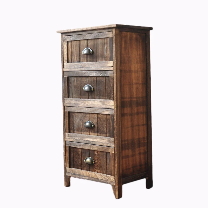 

table Solid wood simple small cabinet 40 narrow and old rattan storage locker Multifunctional bucket cabinet