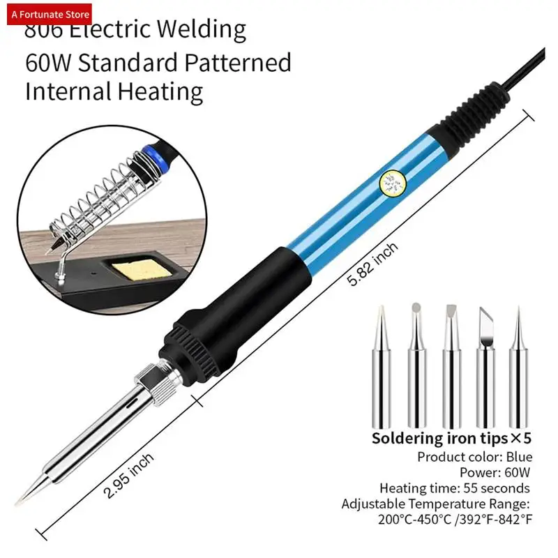 

Soldering Iron Kit, 60W/110V Adjustable Temperature Soldering Iron With Digital Multimeter Stand Soldering Tips US Plug-A78G